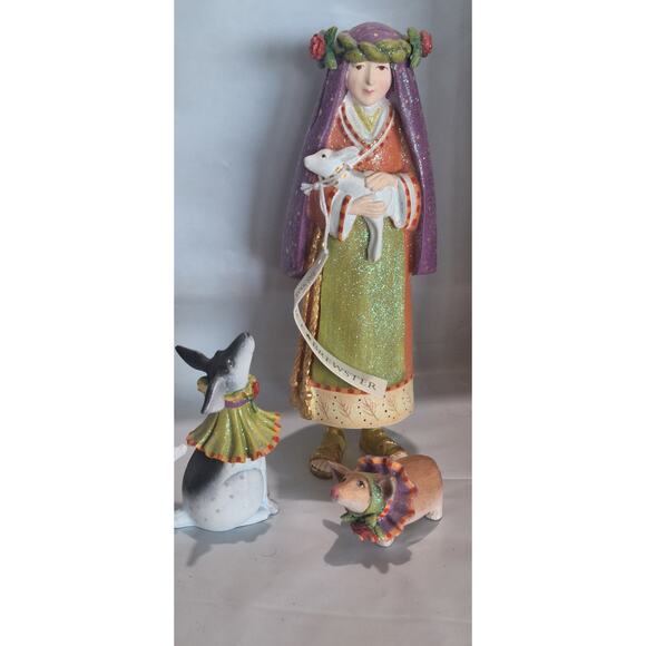 Original Patience Brewster- Nativity Shepherd Girl & Collie & Corgie- Mint w Box - Picture 2 of 9